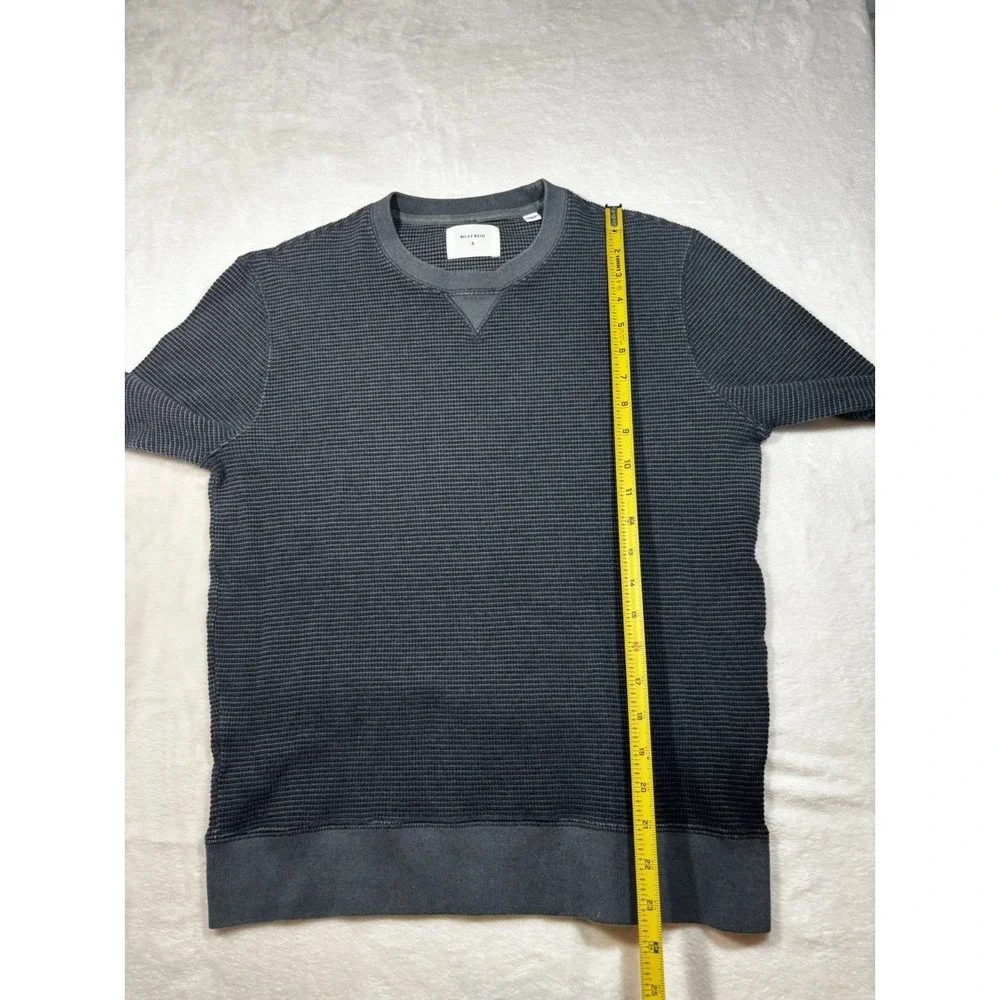 Billy Reid Sweater Mens Small Black Gray Waffle Knit Crewneck Pullover